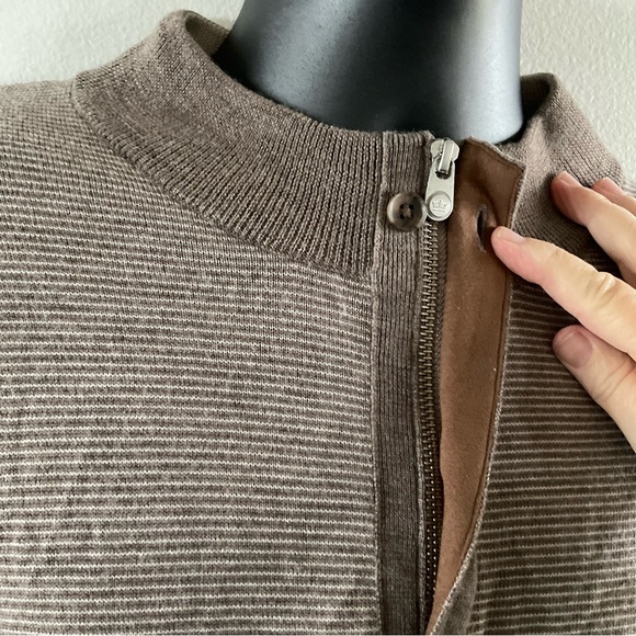 Peter Millar Needle Stretch 1/4 Zip Covered Placket Sweater Size XL Brown (P1) - Picture 3 of 9
